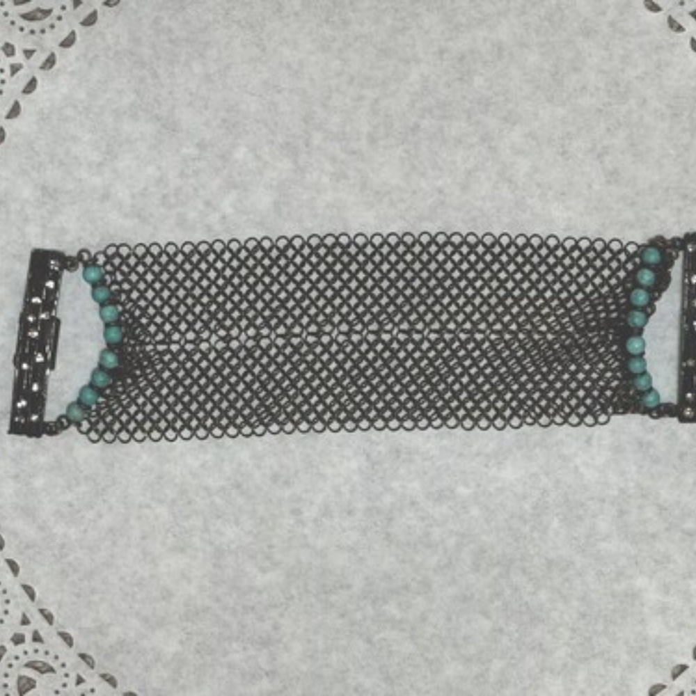 ReBel Designs Mesh Bracelet with  Turquoise and Swarovski accents